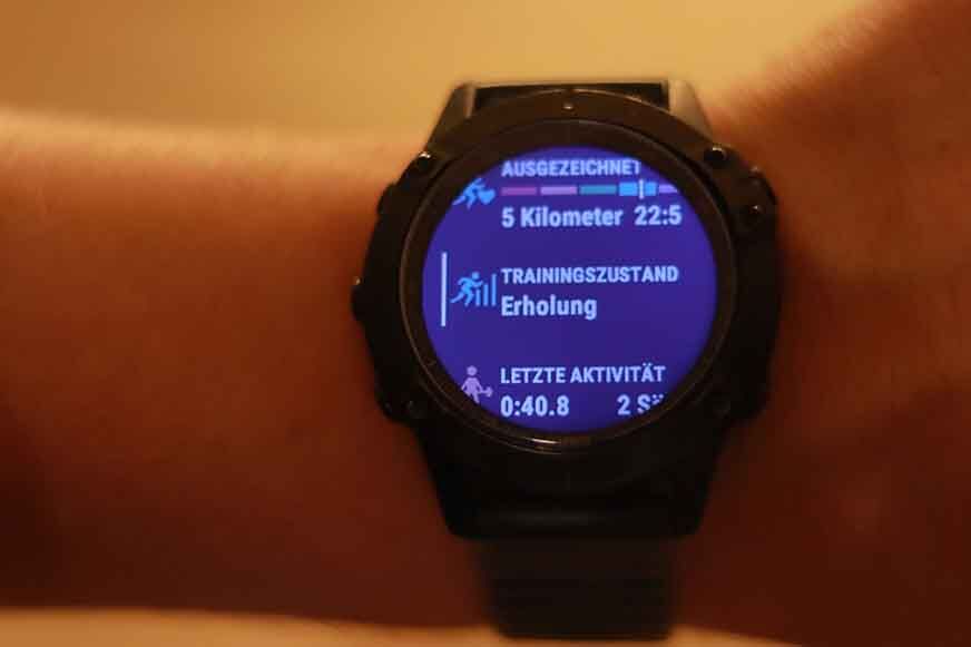 Информация о тренировке на часах Garmin Fenix 6 Pro. 